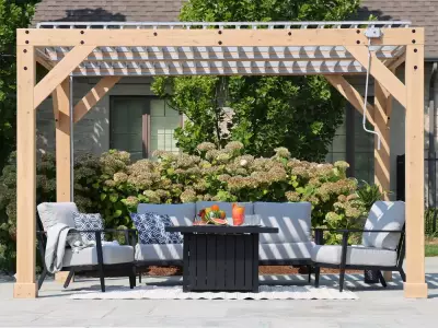 Пергола Meridian 10×12 с поворотными ламелями — Yardistry, 11 м²